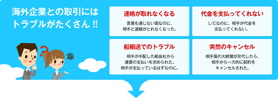 海外企業との取引にはトラブルがたくさん!!